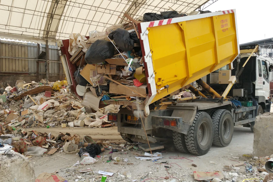 Truck unloading a full load at the transfer station